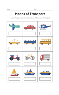 vehicle worksheet